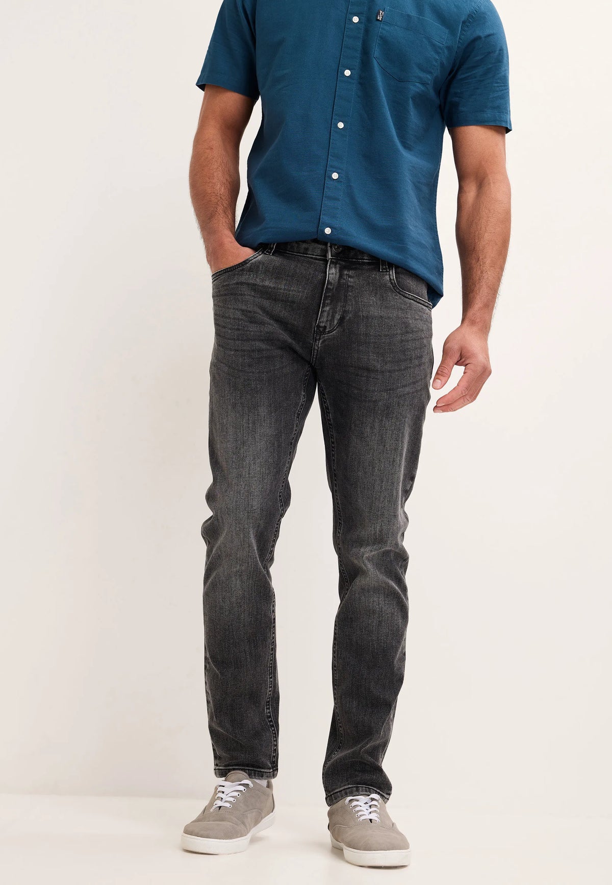 Mens Dark Grey Slim Stretch Jeans