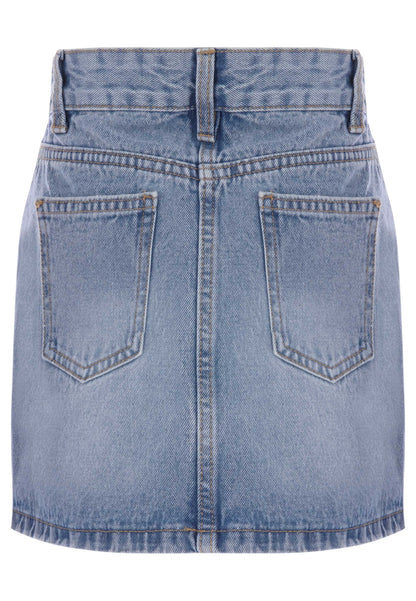Older Girls Light Blue Denim Five Pocket Mini Skirt