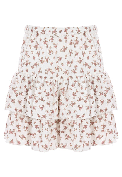 Older Girls White & Pink Floral  Ra-Ra Skirt
