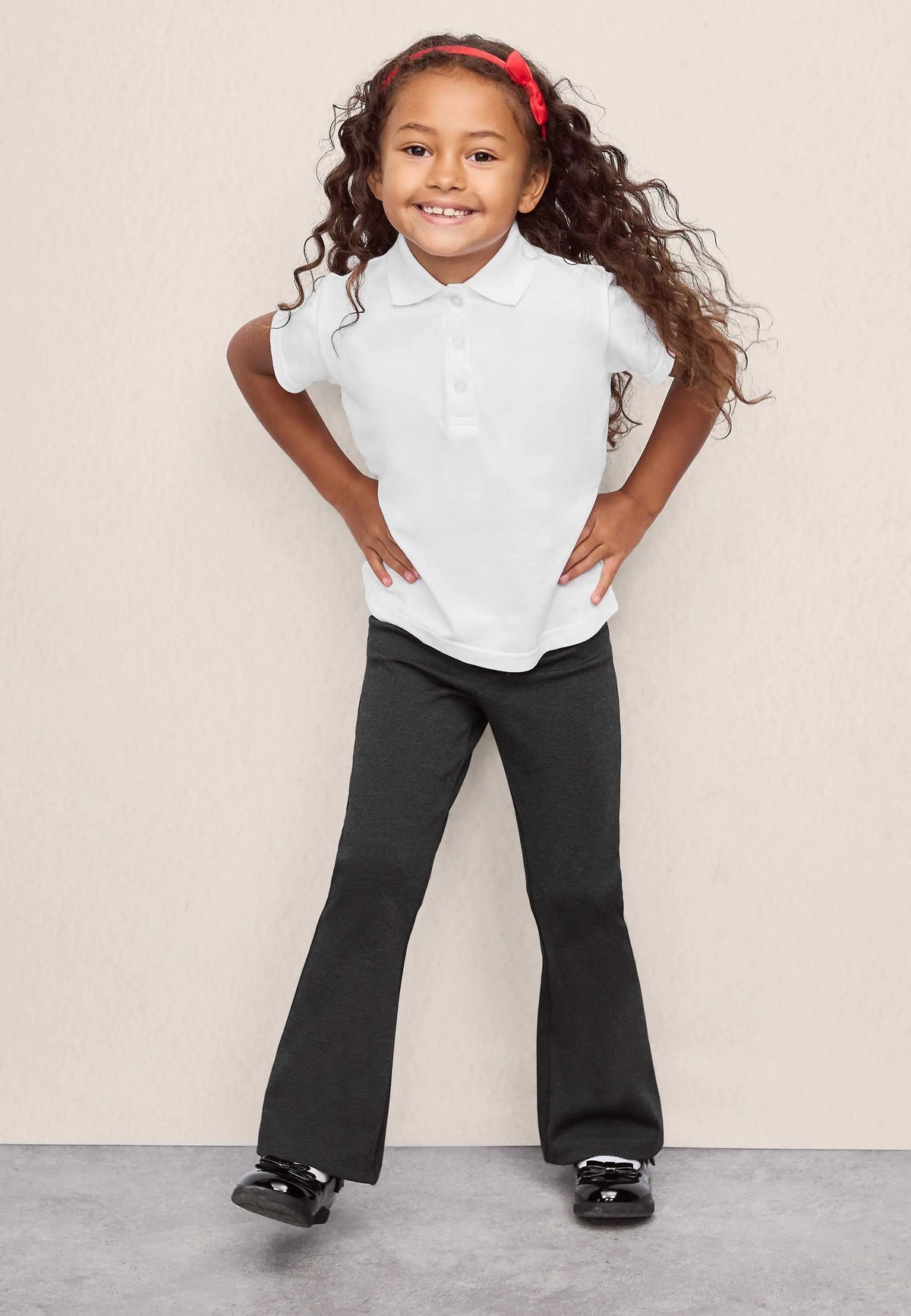 Girls Charcoal Grey Ponte School Bootcut Trousers