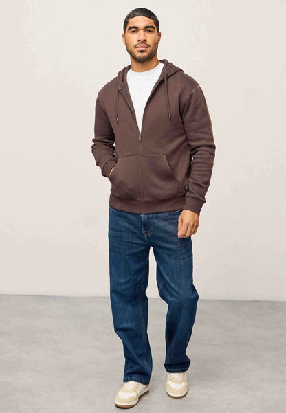 Mens Chocolate Brown Zip Thru Hoodie