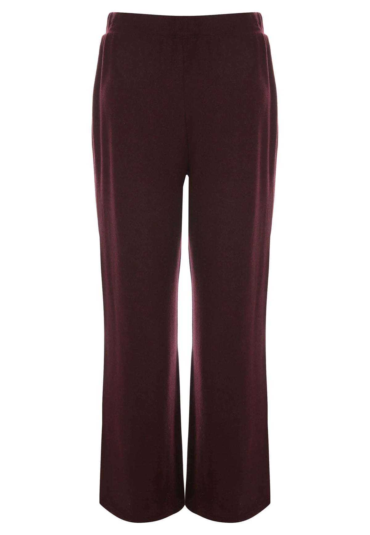 Womens Burgundy Cashmere Touch Wide Leg Bottoms