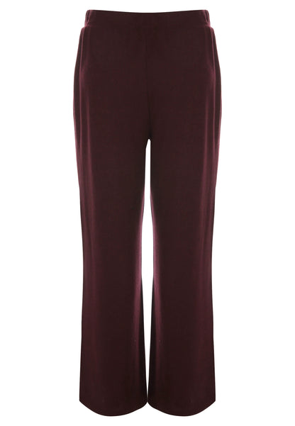 Womens Burgundy Cashmere Touch Wide Leg Bottoms