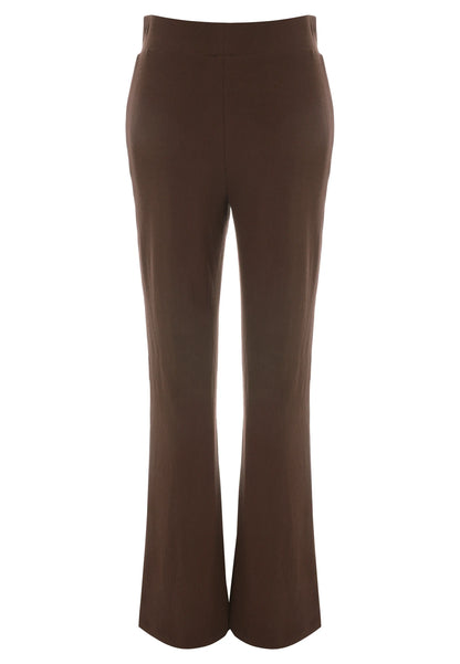 Womens Brown Ribbed Fit & Flare Trousers