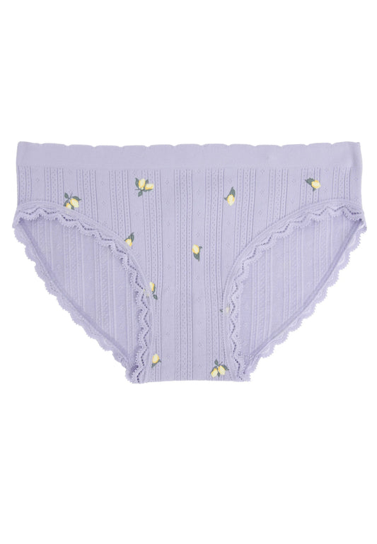 Older Girls Lilac Lemon Pointelle Briefs