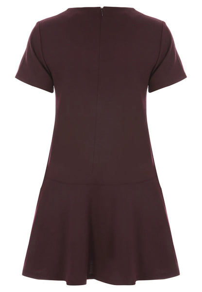 Womens Burgundy Fit & Flare Dress