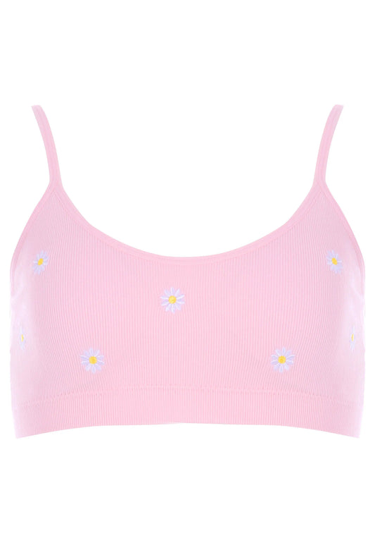 Older Girls Pink Daisy Embroidered Comfort Bra