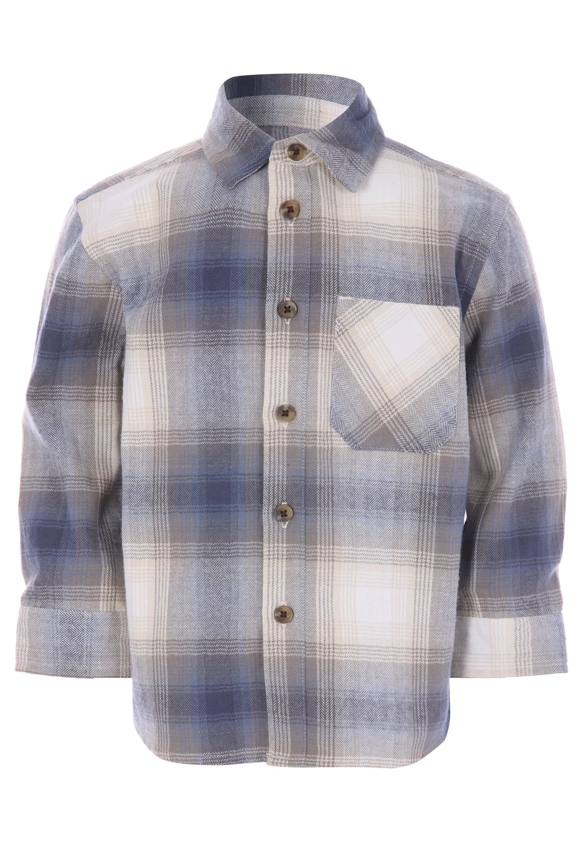 Younger Boys Blue & Beige Long Sleeve Check Casual Shirt