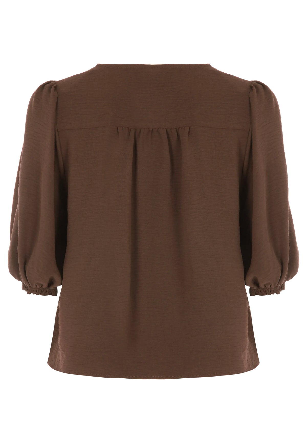 Womens Chocolate Brown Button Through Blouse Top