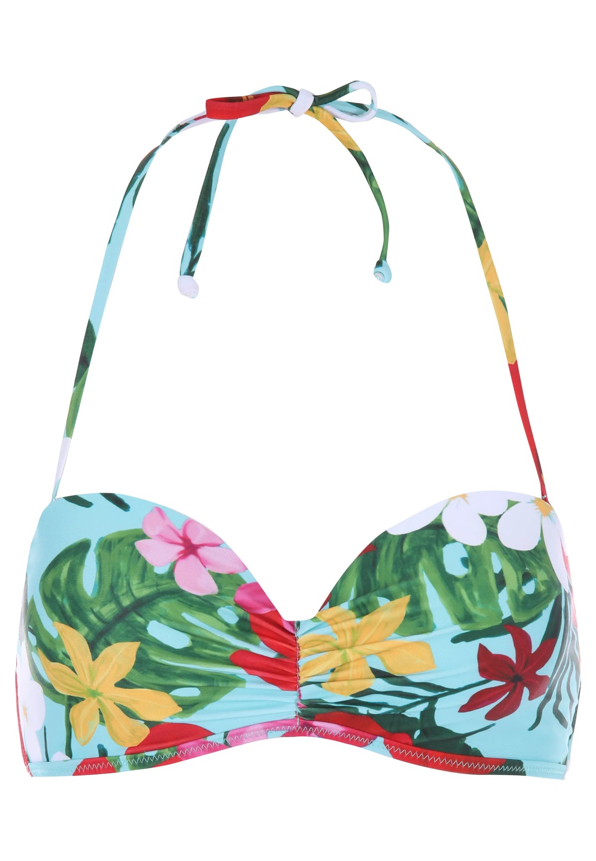 Womens Blue Floral Print Bandeau Bikini Top