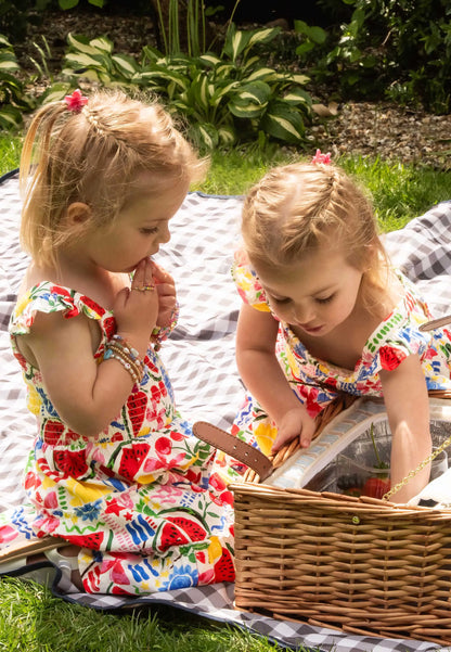 Younger Girls Red Watermelon Shirred Dress