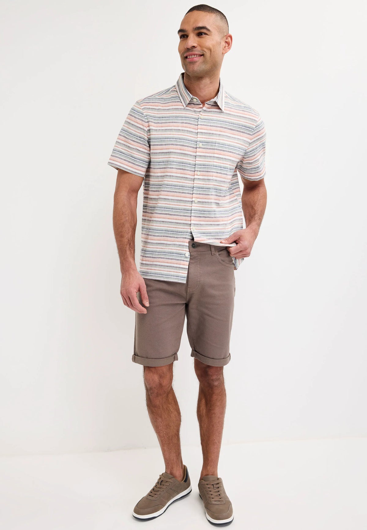 Mens Brown Cotton Rich Denim Shorts