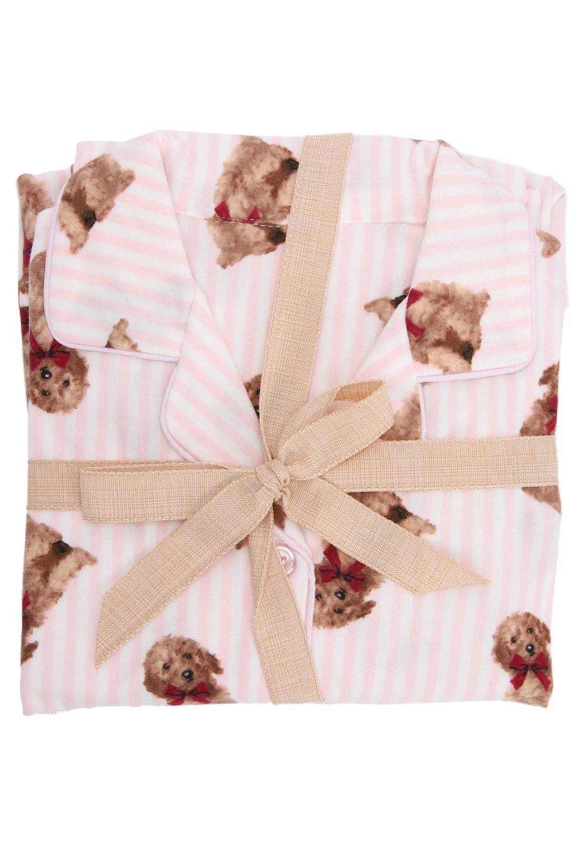 Girls Pink Stripe Dog Print Family Pyjama Set