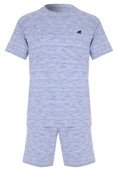 Mens Blue Marl Short Pyjama Set