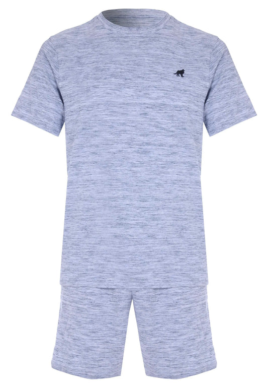 Mens Blue Marl Short Pyjama Set