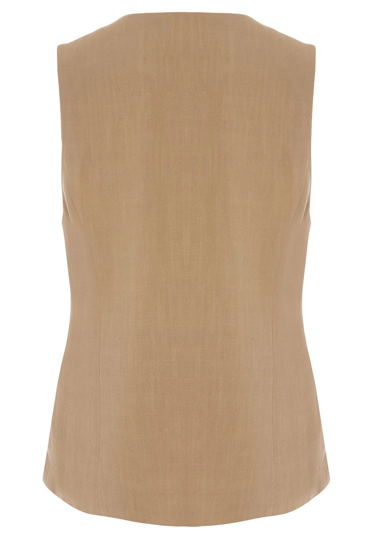Womens Camel Round Neck Waistcoat