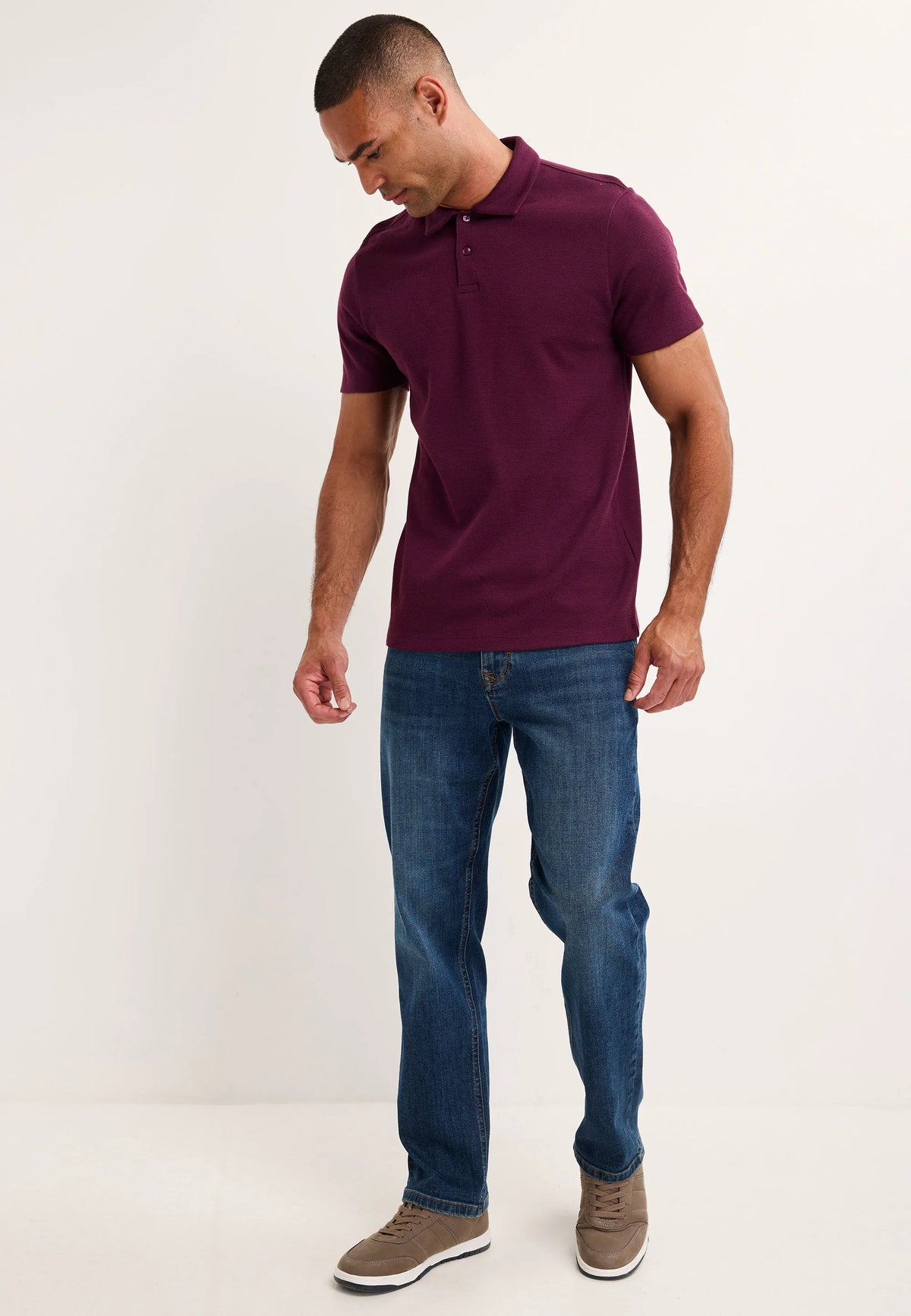 Mens Purple Textured Polo Shirt