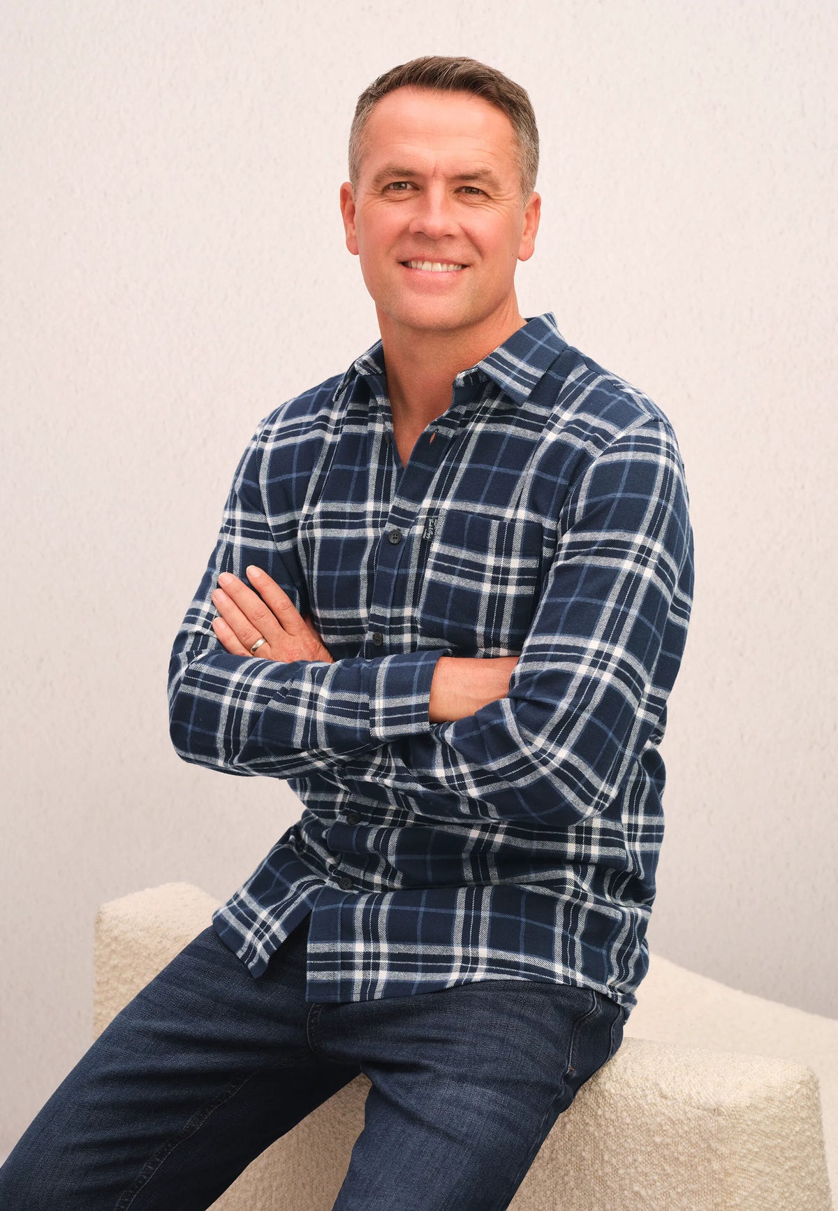 Mens Navy Flannel Check Long Sleeve Shirt