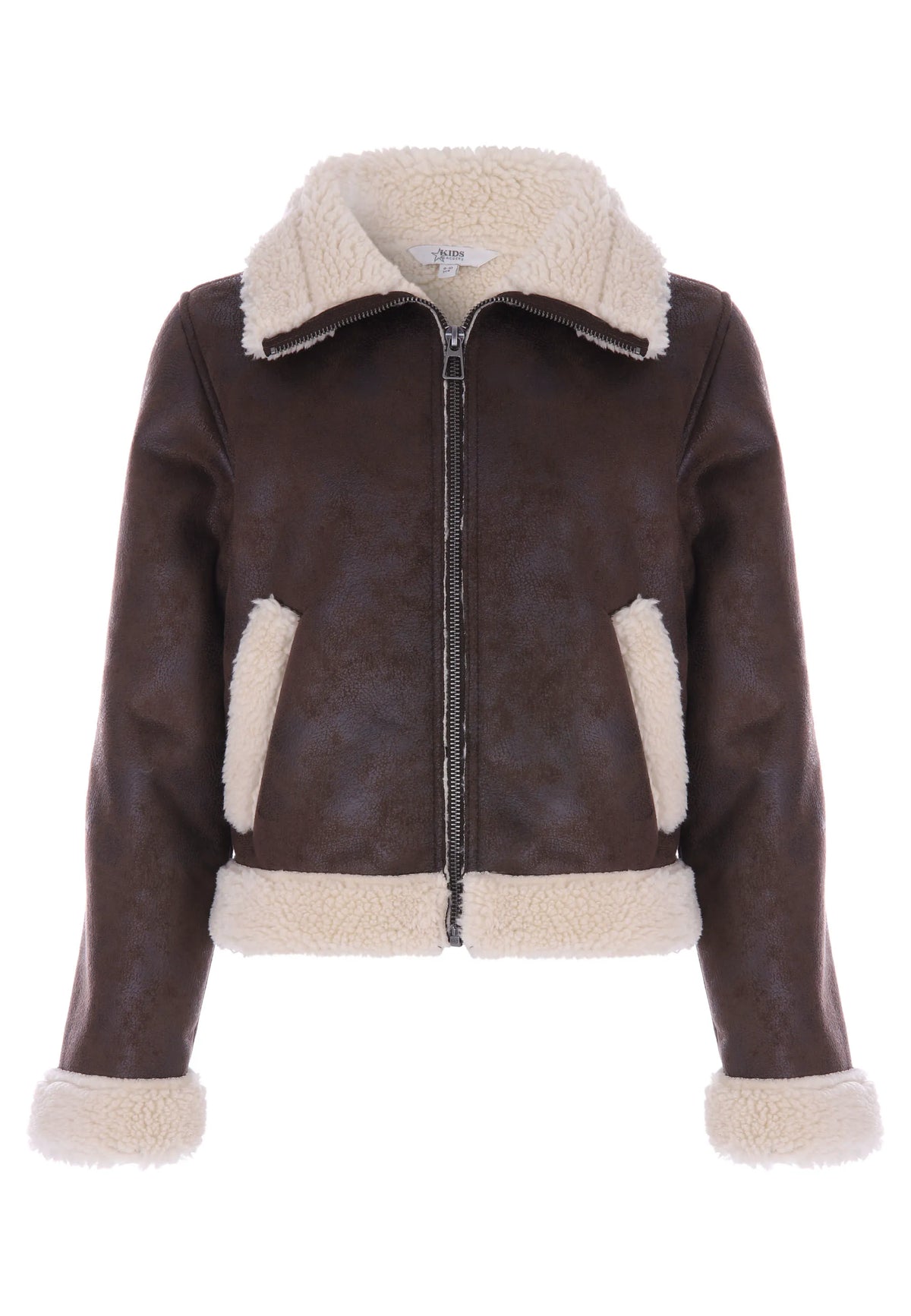 Older Girls Chocolate Brown Faux Shearling Jacket