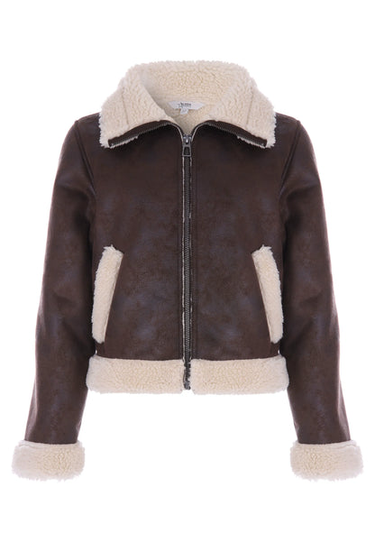 Older Girls Chocolate Brown Faux Shearling Jacket