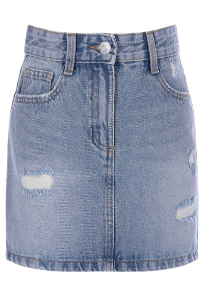 Older Girls Light Blue Denim Five Pocket Mini Skirt