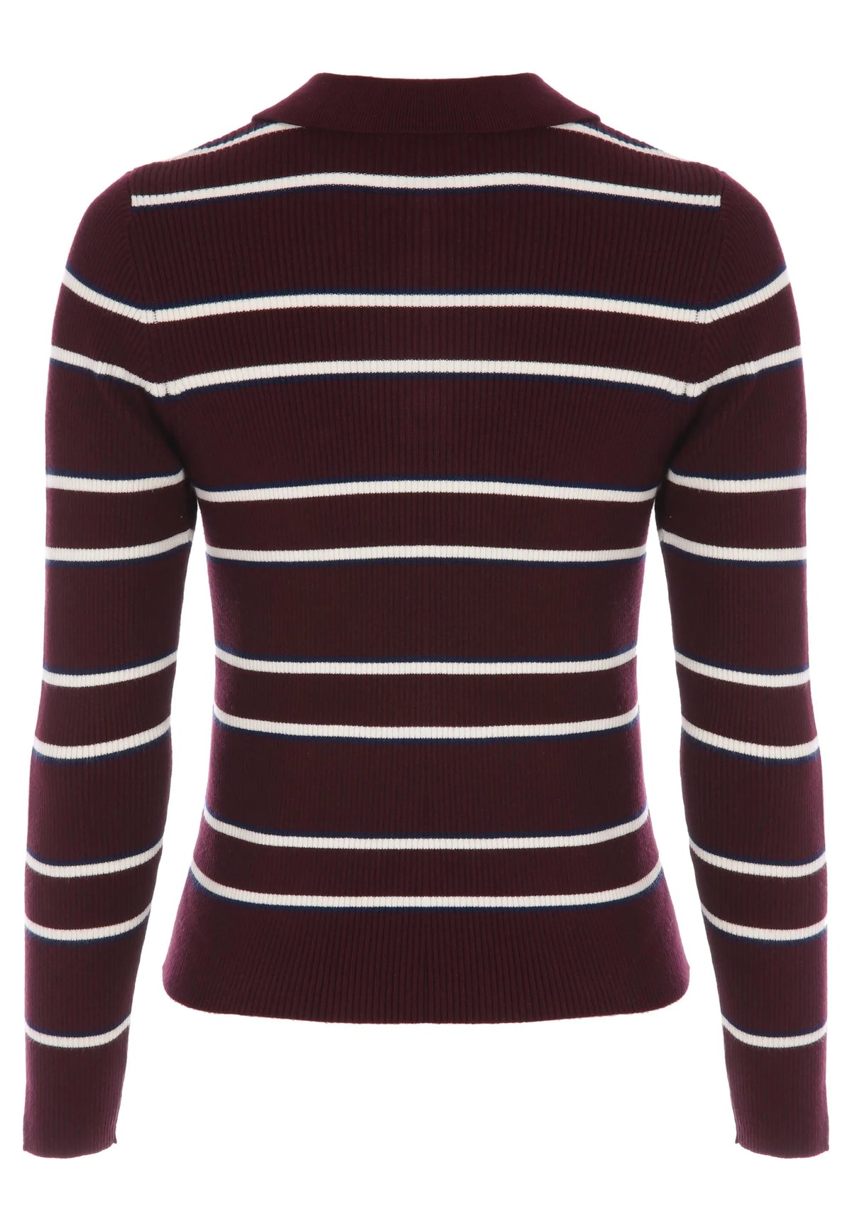 Womens Plum Stripe Collar Jumper