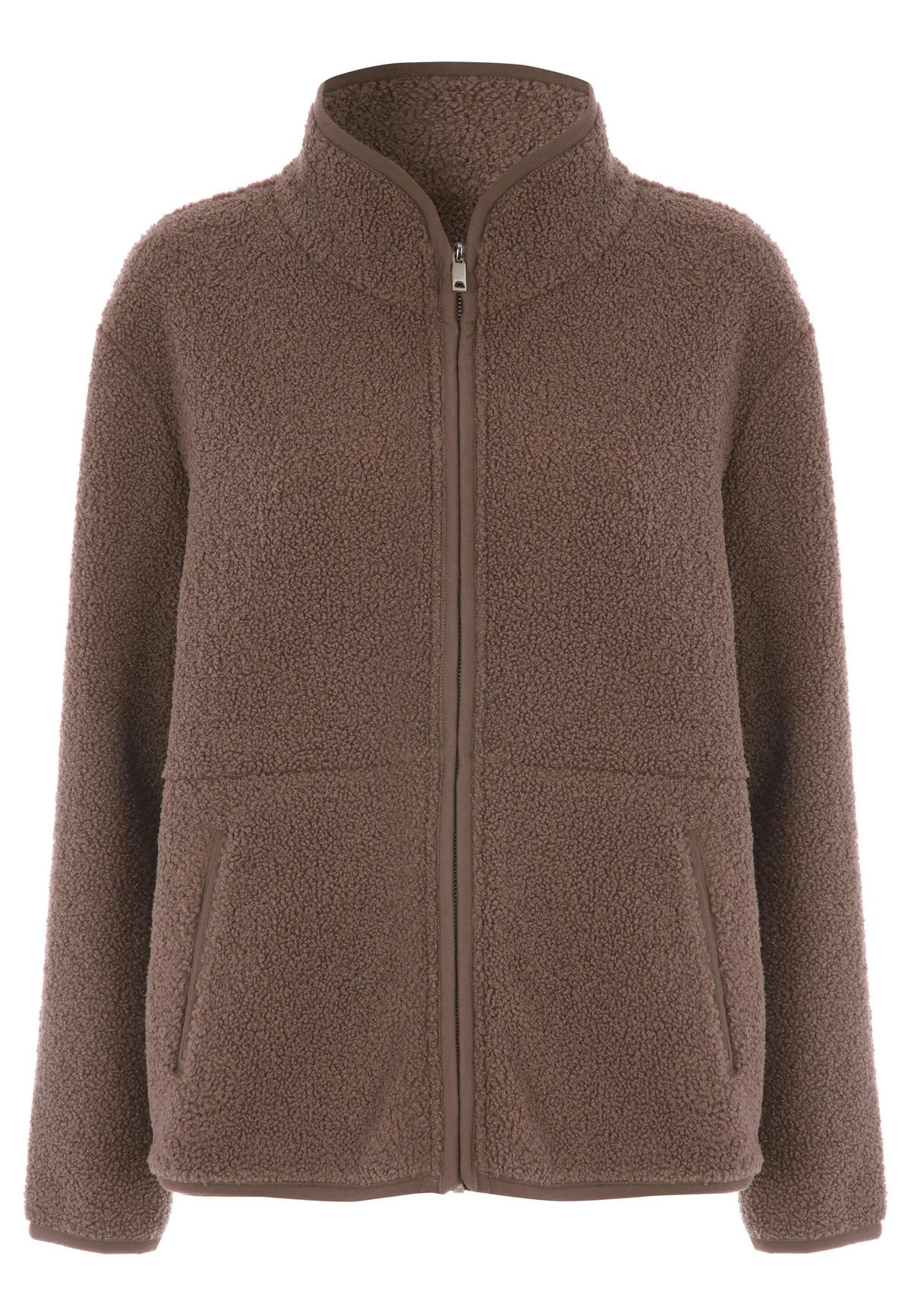 Womens Mocha Borg Fleece Jacket