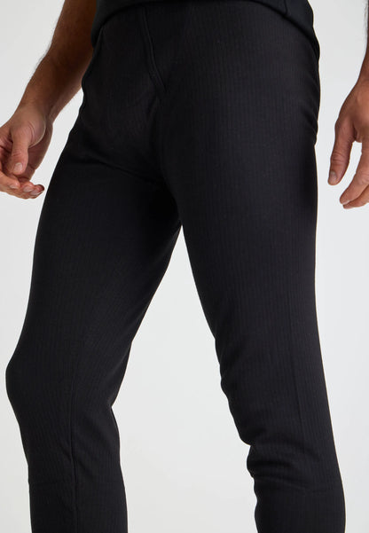 Mens Black Plain Thermal Long John Bottoms