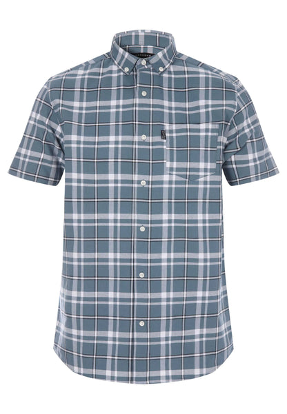 Mens Teal Check Cotton Oxford Shirt
