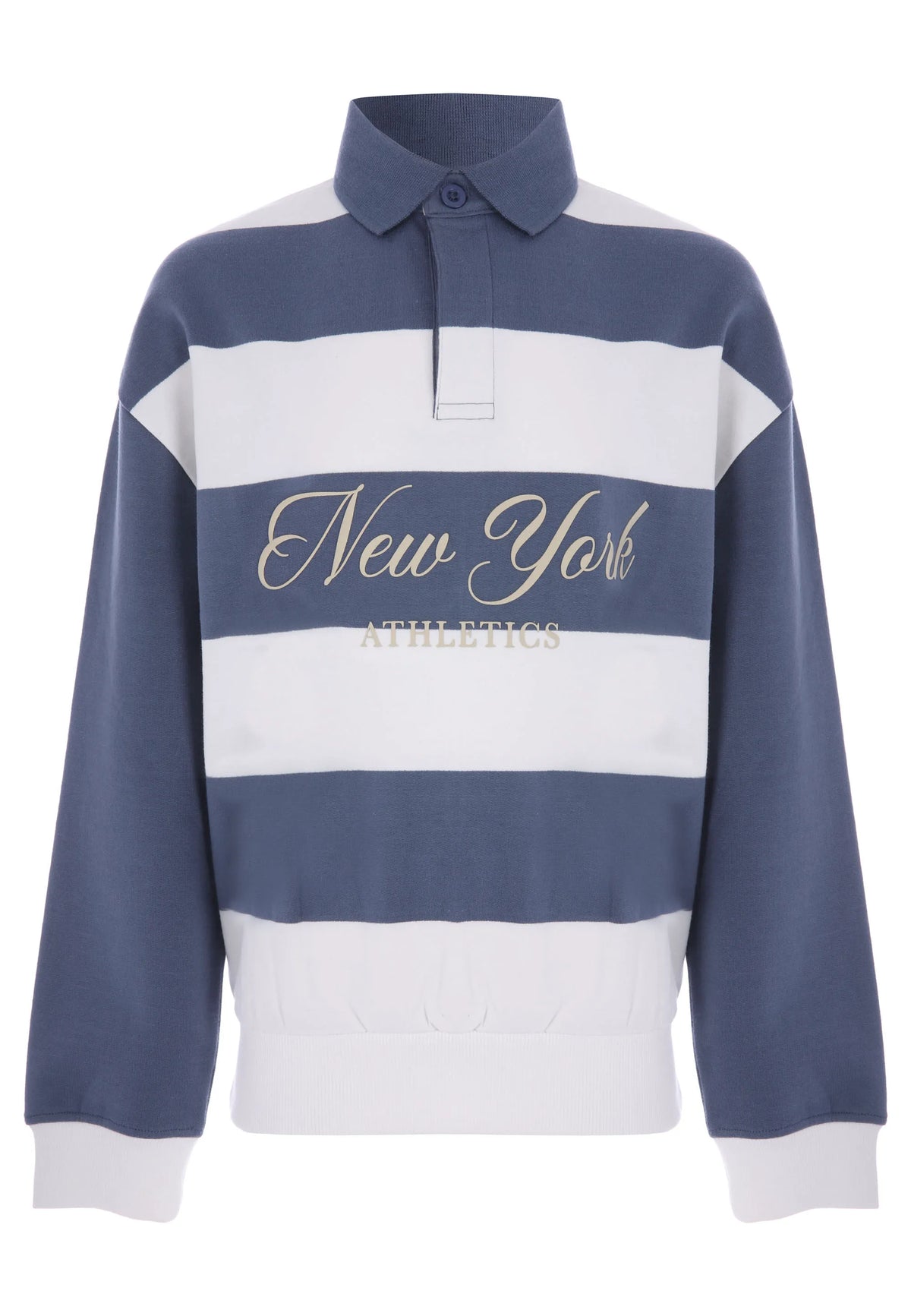 Older Boys Blue Stripe Rugby Sweat Top