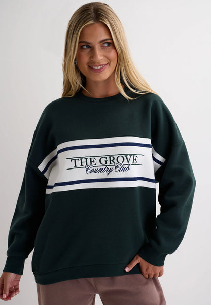 Womens Dark Green Curved Hem Sweatshirt