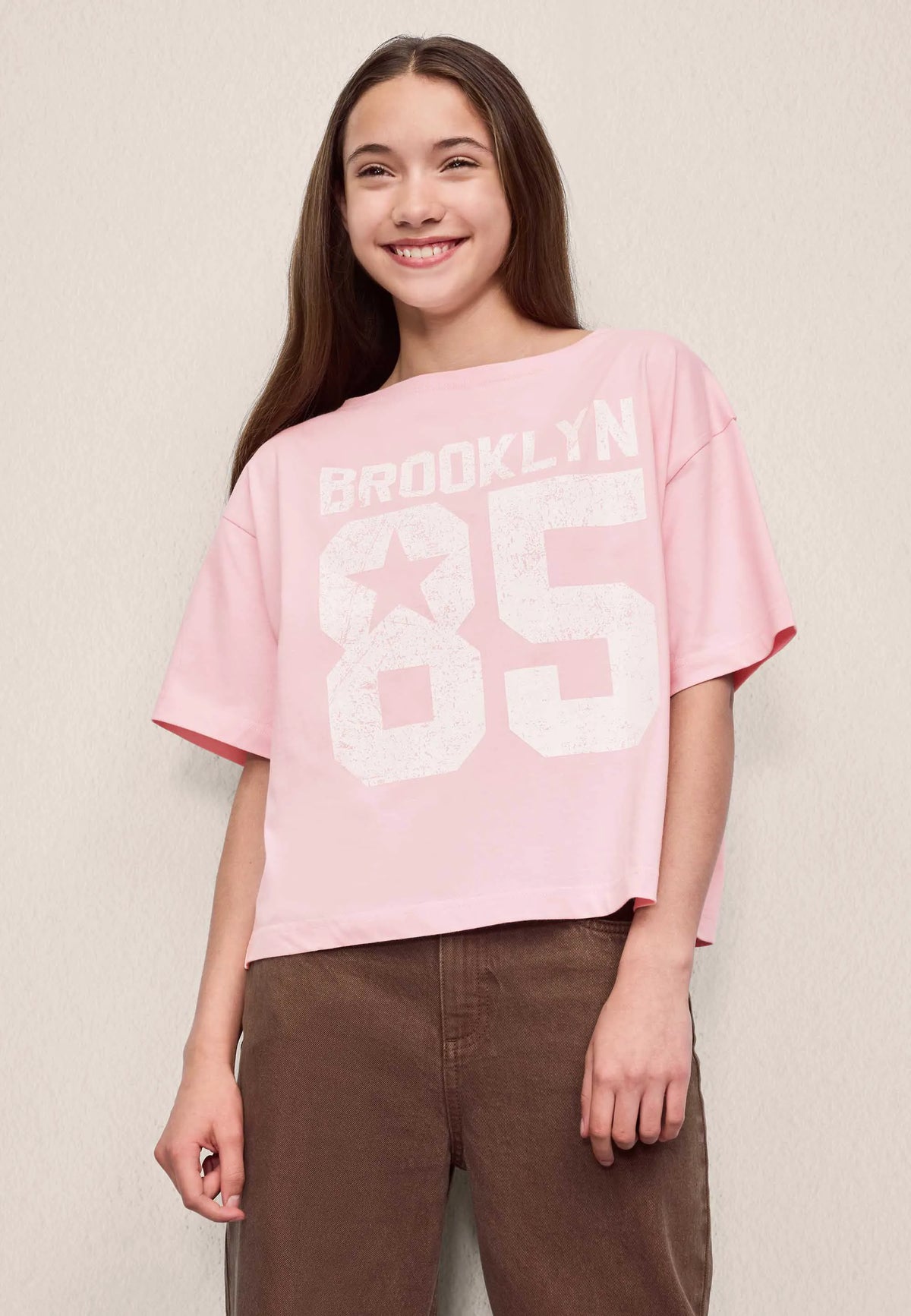 Older Girls Pale Pink Oversized 85 Brooklyn Top