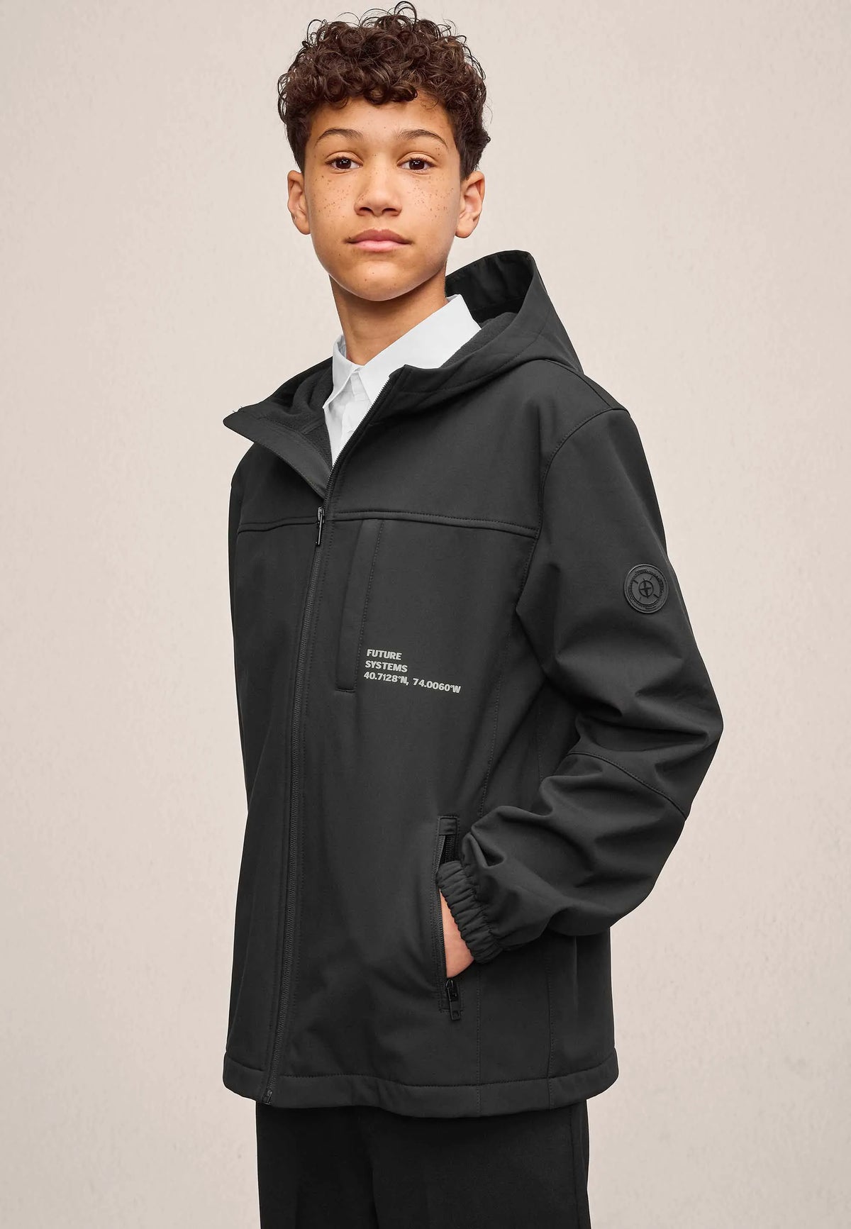 Older Boys Black Soft Shell Jacket