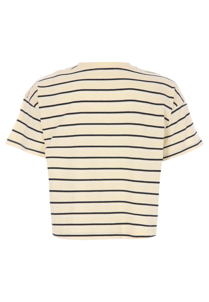 Older Girls Lemon & Black Stripe Boxy T-shirt