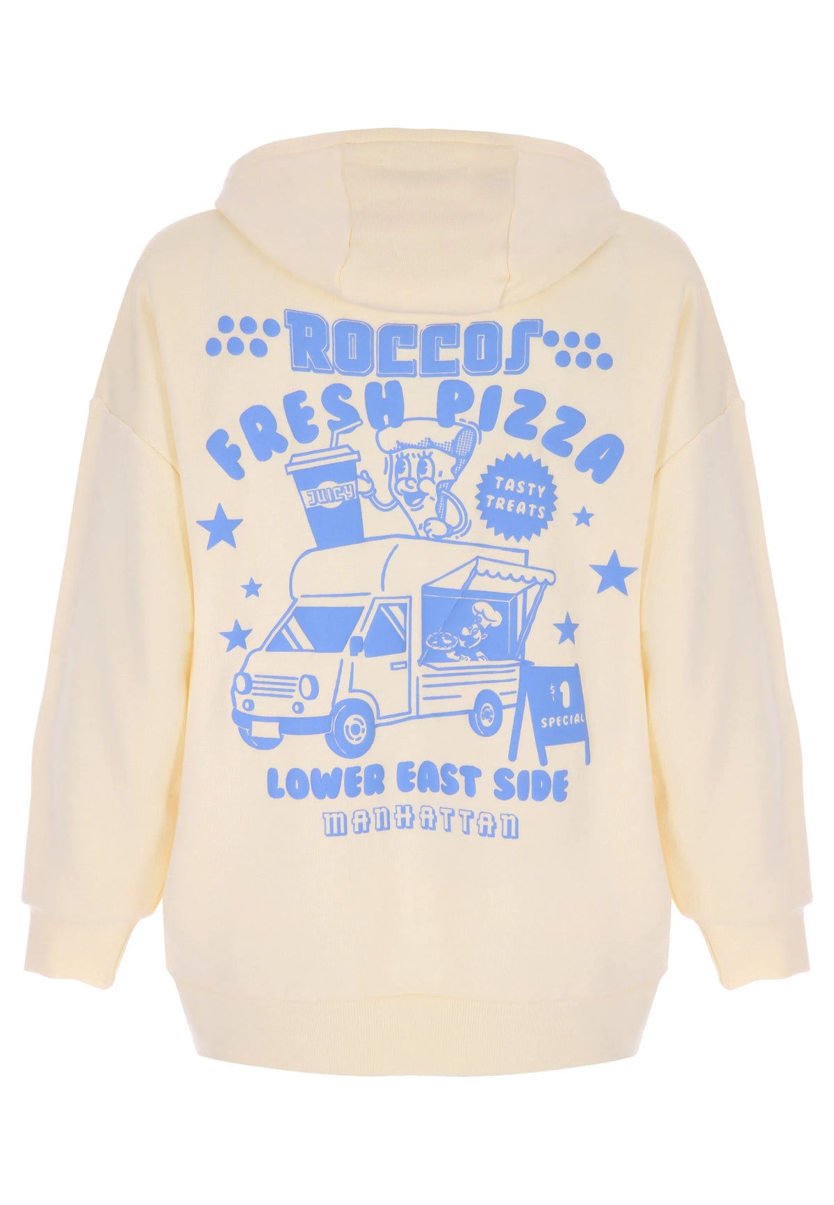 Older Girls Yellow Pizza Graphic Oversized Hoody