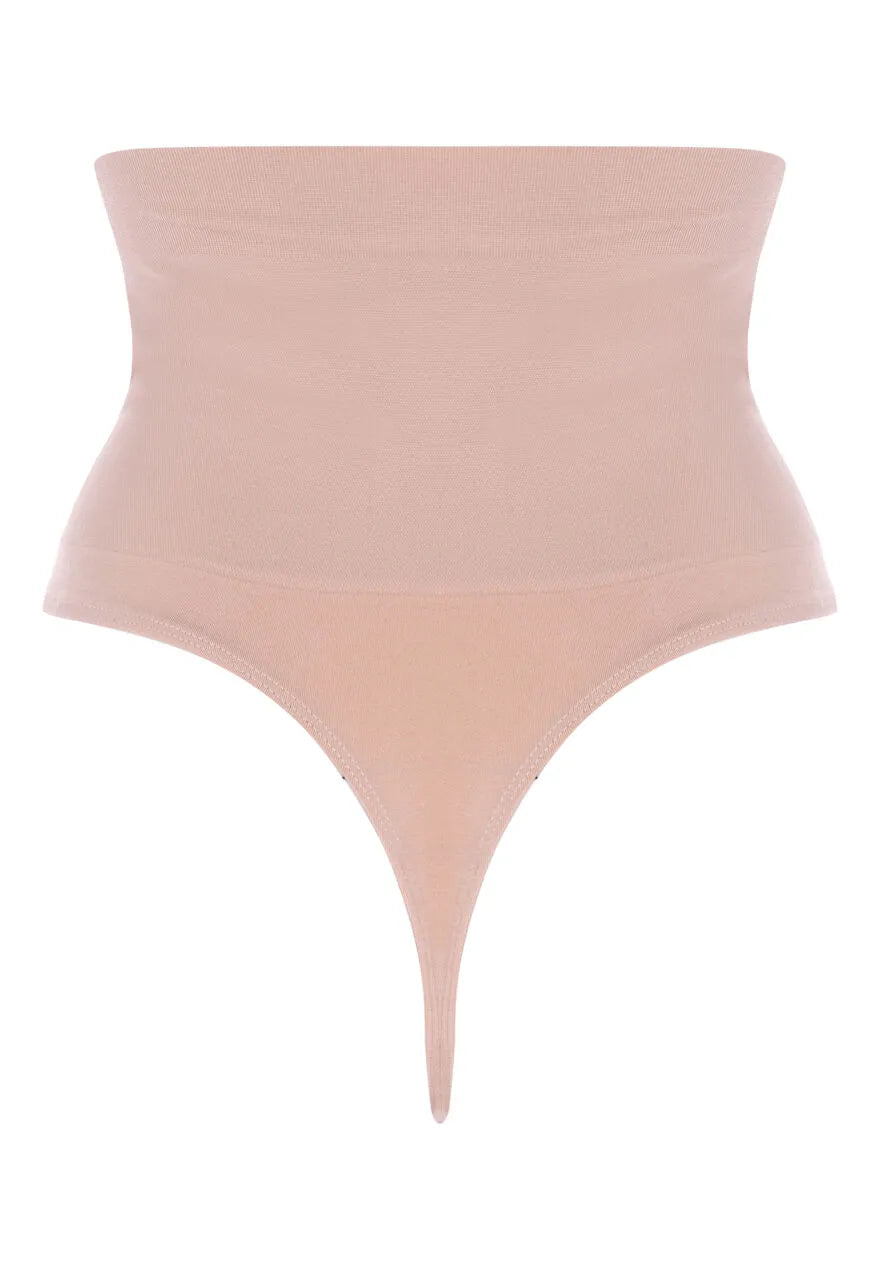 Womens Beige High Waist Control Thong