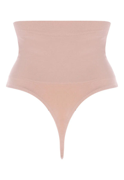 Womens Beige High Waist Control Thong