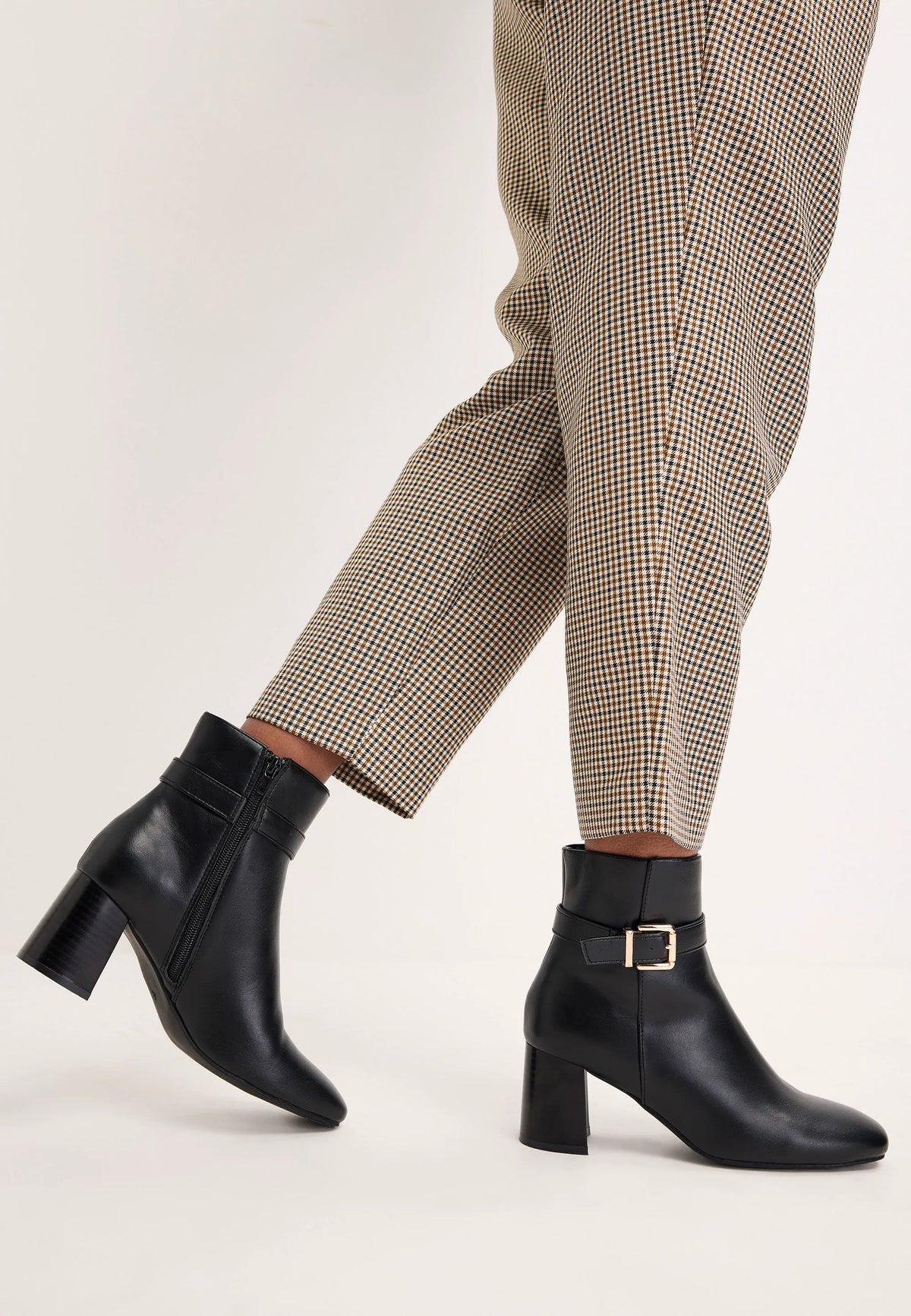 Womens Black Faux Leather Ankle Boots