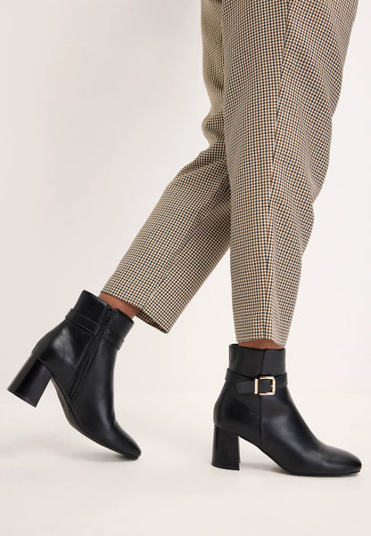 Womens Black Faux Leather Ankle Boots
