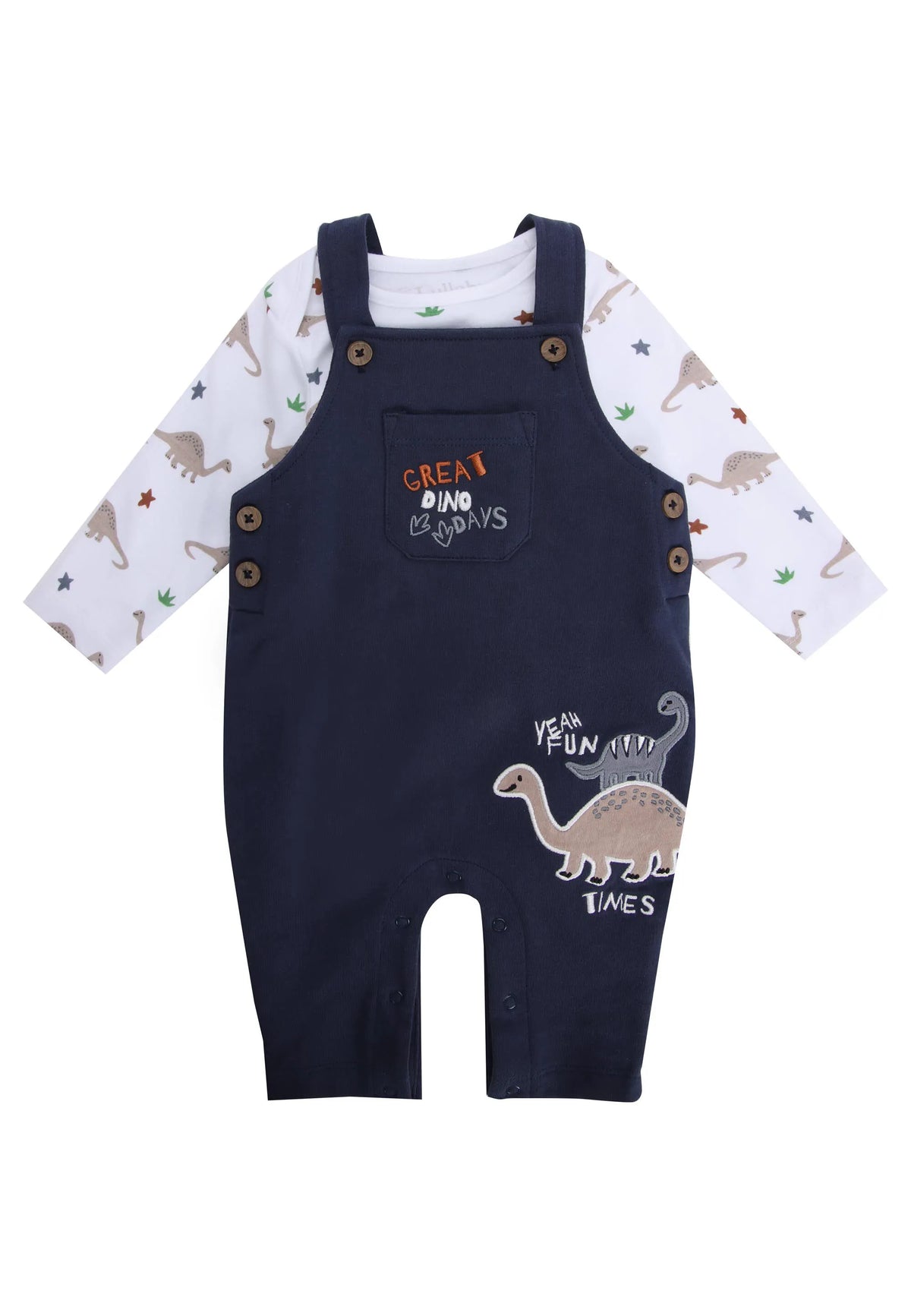 Baby Boys Navy Dino Days Dungarees & Bodysuit Set