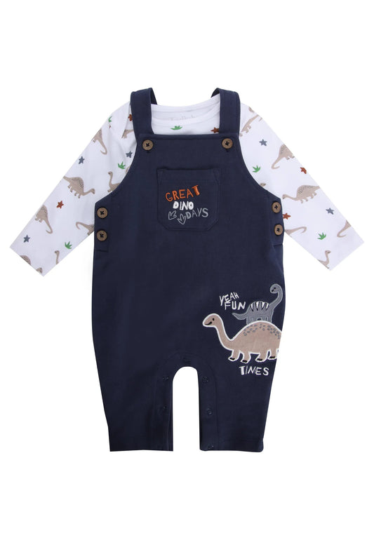 Baby Boys Navy Dino Days Dungarees & Bodysuit Set