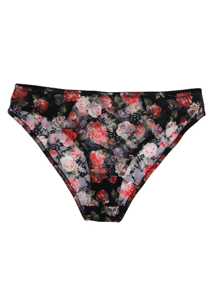 Womens Black Floral Lace Full Brief