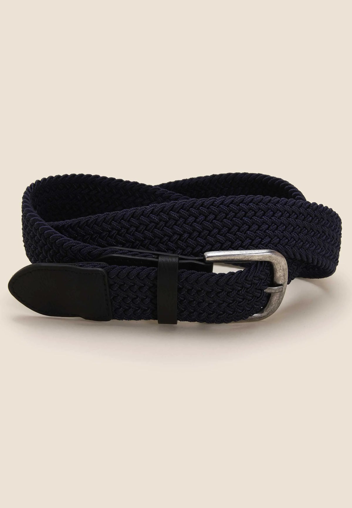 Mens Navy Woven Stretch Chino Belt