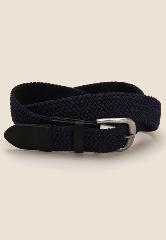 Mens Navy Woven Stretch Chino Belt