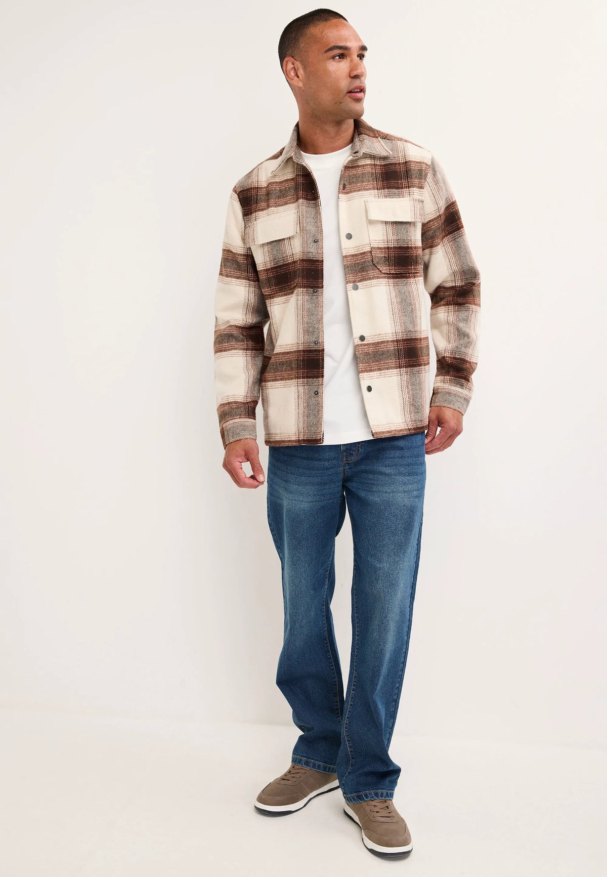 Mens Chocolate Brown Check Long Sleeve Shirt