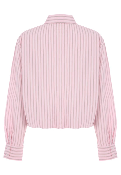 Womens Pink Stripe Diamante Tuck Hem Shirt