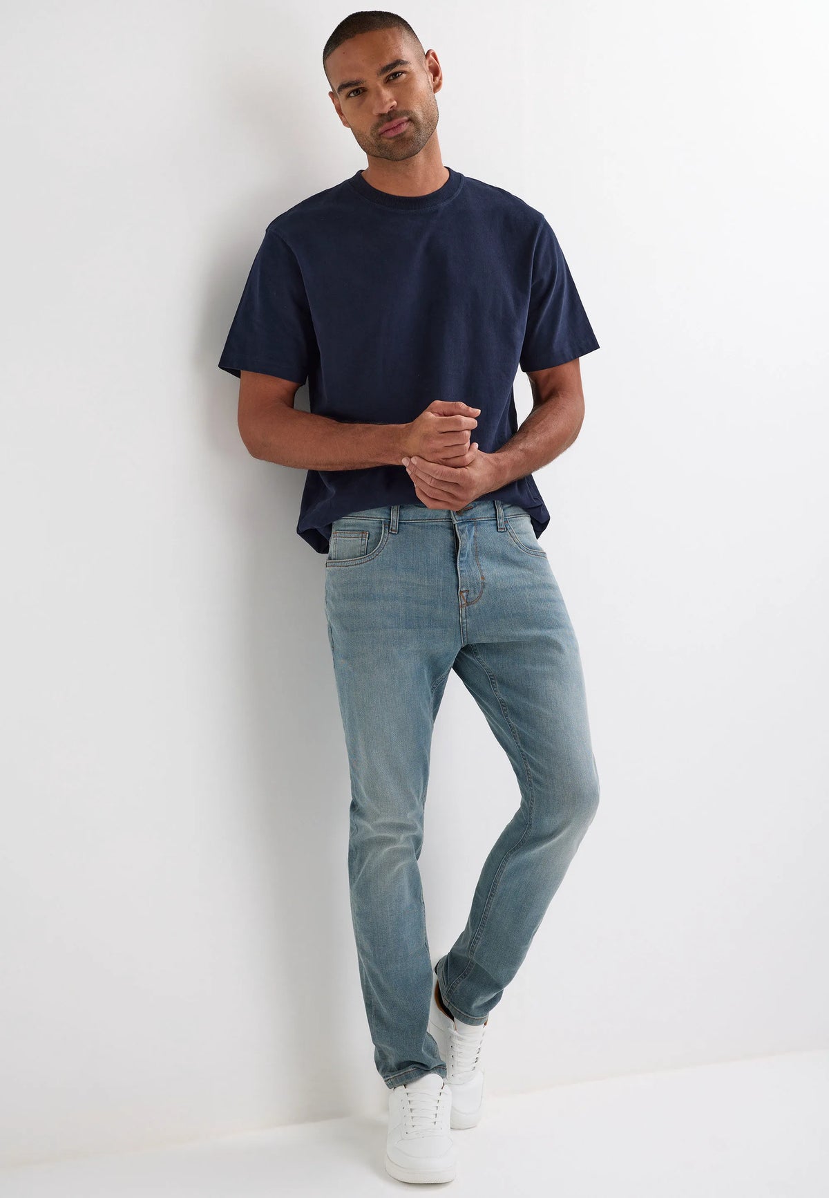 Mens Blue Vintage Slim Fit Jeans
