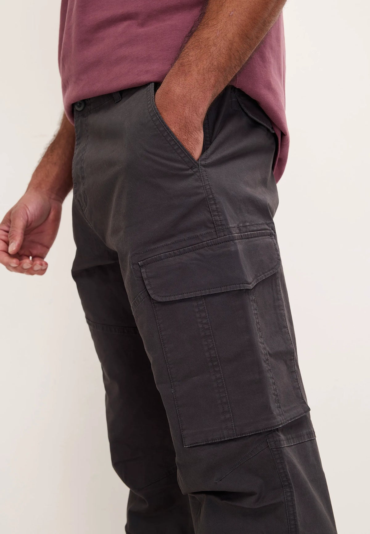 Mens Charcoal Cargo Relaxed Trousers
