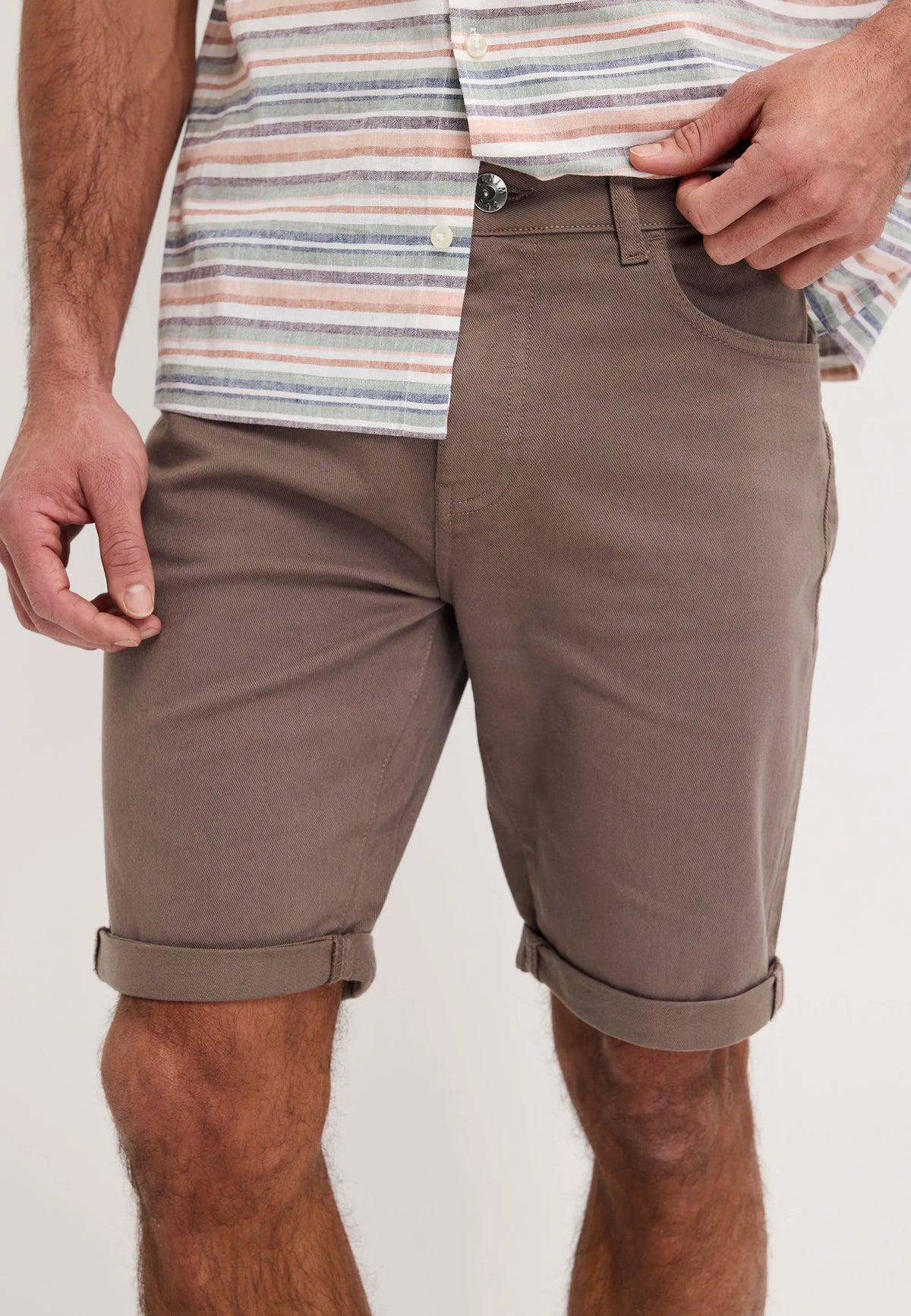 Mens Brown Cotton Rich Denim Shorts