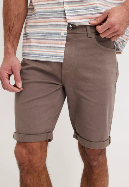 Mens Brown Cotton Rich Denim Shorts